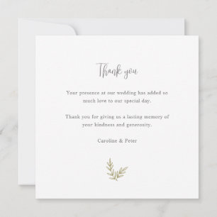 Carte De Remerciements Bamboo Boho Botanical Leaf Soft Elegant Vert