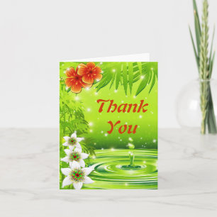 Carte De Remerciements Bambou, eau et fleurs tropicales