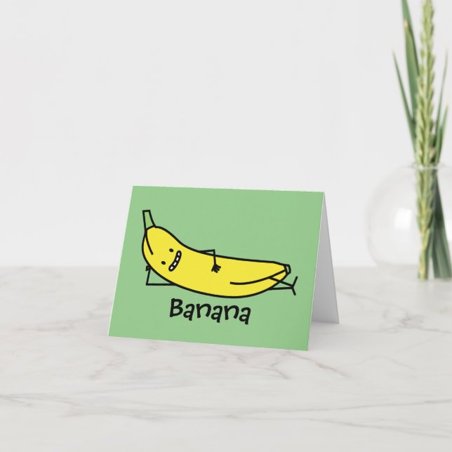 Carte De Remerciements Banane souriante, allongée et relaxante (Devant)