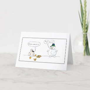 Carte De Remerciements Bande dessinée Seagull and snowman