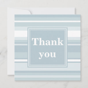 Carte De Remerciements Bandes bleu glace monogramme