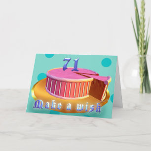 Carte De Remerciements Bandes de gâteau rose amusant 71 Anniversaire Gâte