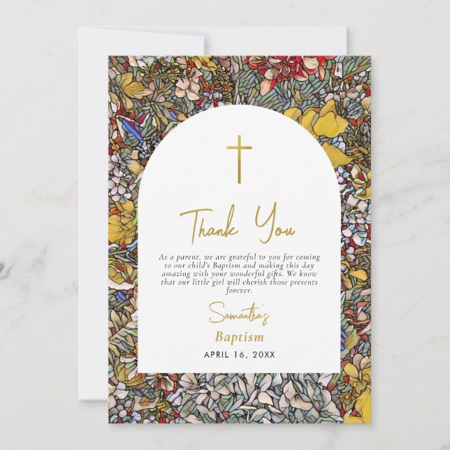 Carte De Remerciements Baptême au Christ Orthodoxe Grec en Verre Coloré (Devant)