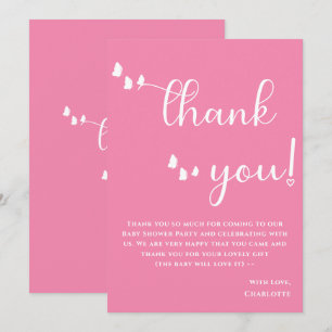 Carte De Remerciements Baptême bébé calligraphie papillon minimaliste mod