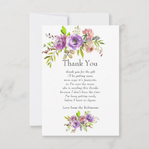 Carte De Remerciements Baptême bébé floral aquarelle printemps