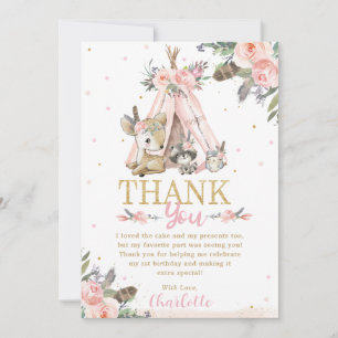 Carte De Remerciements Baptême d'anniversaire de la tribu des Boho