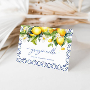 Carte De Remerciements Baptême de mariage au citron méditerranéen aquarel