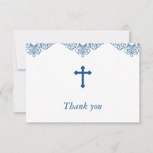 Carte De Remerciements Baptême des garçons bleus/Merci du baptême