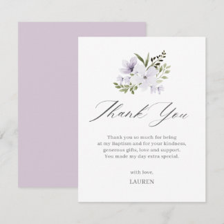 Carte De Remerciements Baptême Floral Violet