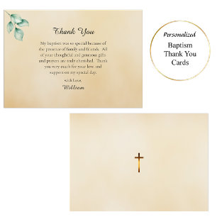 Carte De Remerciements Baptême orthodoxe d'eucalyptus et de parchemin dél
