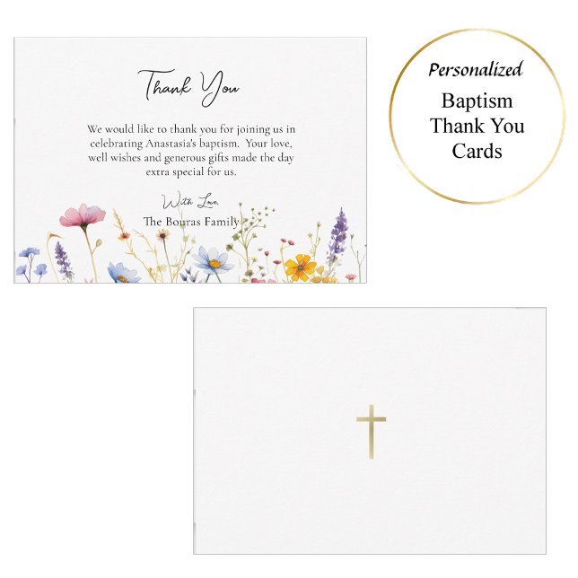 Carte De Remerciements Baptême orthodoxe Fleur sauvage du printemps (Créateur téléchargé)
