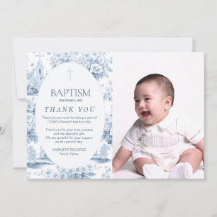 Carte de remerciements Baptême Toile Bleue, Concep
