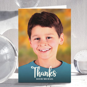 Carte De Remerciements Bar Mitzvah Photo Simple Bold Script moderne perso