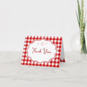 Carte De Remerciements Barbecue Baby-Q à carreaux rouges Baby Shower