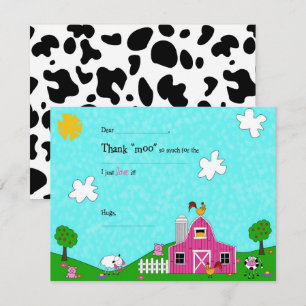 Carte De Remerciements Barnyard Whimsy Pink Remplissez le vide