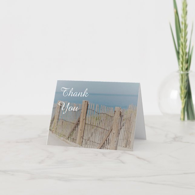 Carte De Remerciements Barrière de plage dans les dunes de sable (Devant)