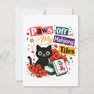 Carte De Remerciements Bas les pattes de mes tuiles de Mahjong Chat Noir