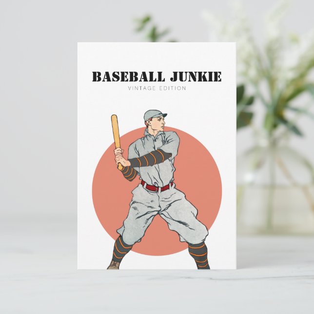 Carte De Remerciements Baseball classique de style rétro (Debout devant)
