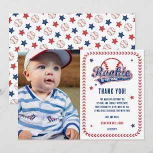 Carte De Remerciements Baseball Rookie 1ère fête d'anniversaire Photo