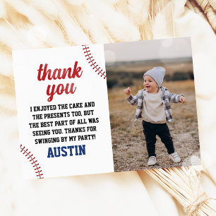 Carte De Remerciements Baseball Rookie Année Garçon 1er anniversaire Phot