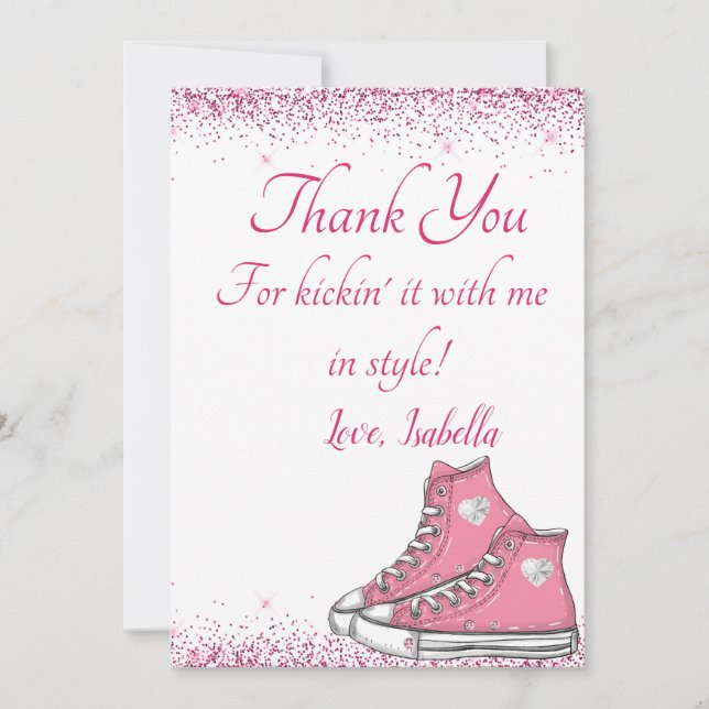 Carte De Remerciements Basket Anniversaire, Parties scintillant douce 16 (Devant)