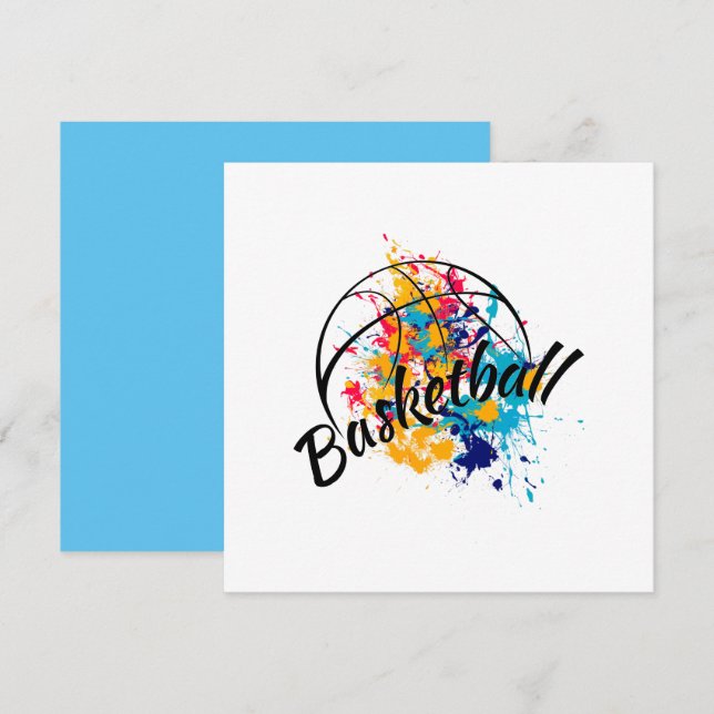 Carte De Remerciements Basket aquarelle (Devant / Derrière)