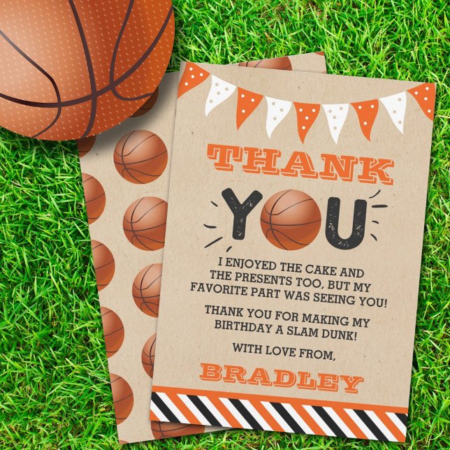Carte De Remerciements Basket-ball, quel que soit l'âge anniversaire (Créateur téléchargé)