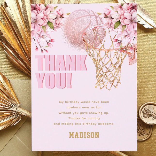 Carte De Remerciements Basket-ball sur mesure Fille de luxe Anniversaire (Créateur téléchargé)