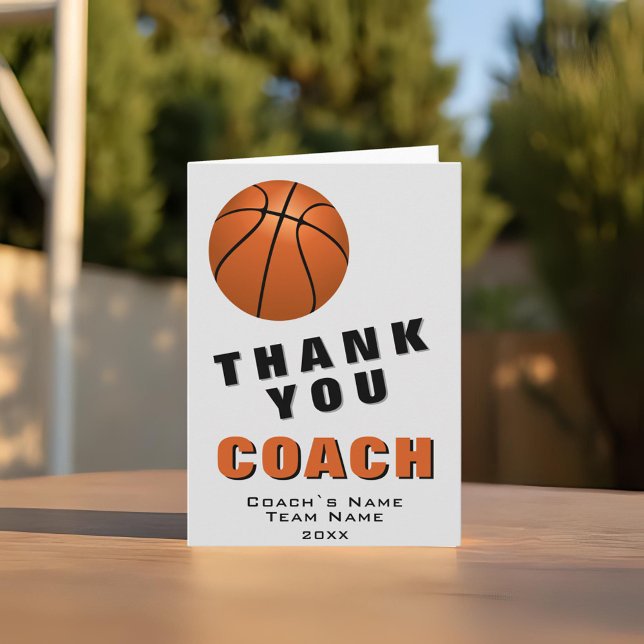 Carte De Remerciements Basketball Thank you Coach Card (Créateur téléchargé)