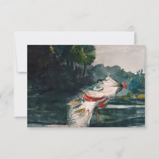 Carte De Remerciements Basse noire grandeur nature par Winslow Homer (Devant)
