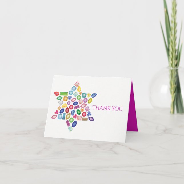 CARTE DE REMERCIEMENTS BAT MITZVAH BLING (Devant)