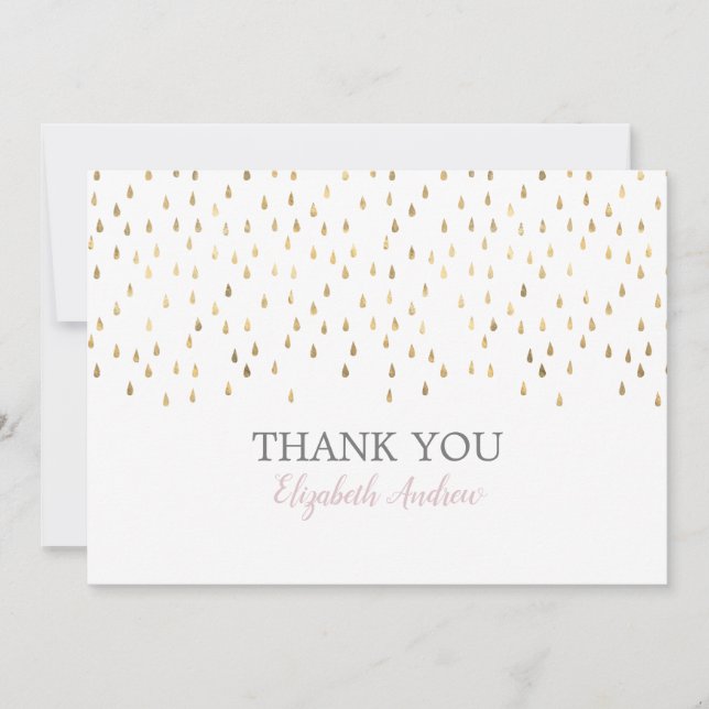 Carte De Remerciements Bat mitzvah Elegant Pink & Gold Raindrops (Devant)