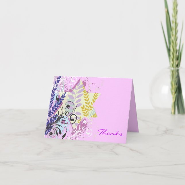 Carte de remerciements Bat mitzvah FLORAL STAR ABS (Devant)
