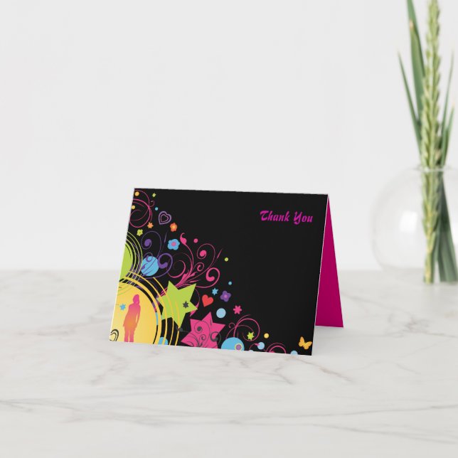 Carte de remerciements Bat mitzvah Girl Power (Devant)