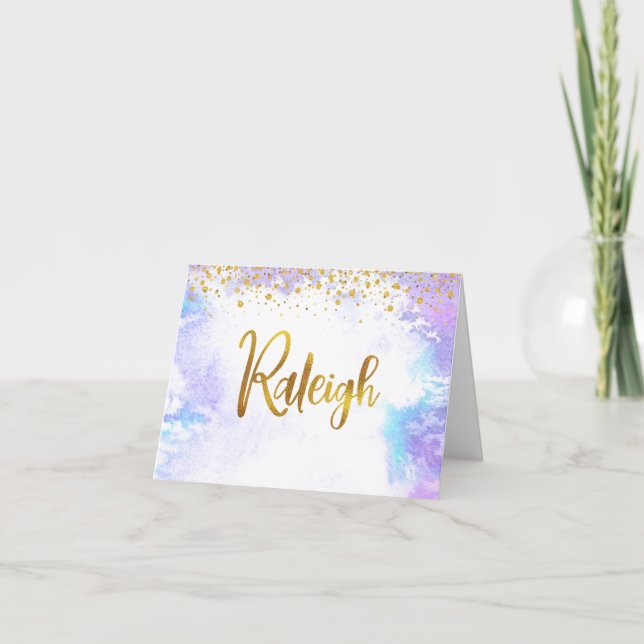 Carte De Remerciements Bat mitzvah Gold Script Purple Nom personnalisé Ra (Devant)