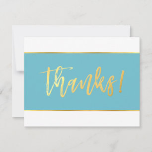 Carte De Remerciements BAT MITZVAH REMERCIEMENTS turquoise bleu or modern