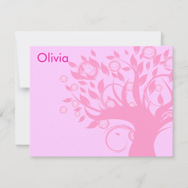 Carte de remerciements Bat mitzvah rose de l'arbre (Devant)