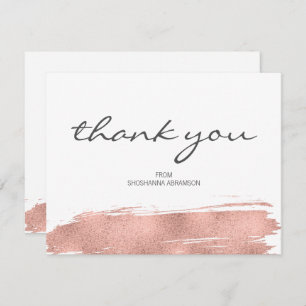 Carte de remerciements Bat mitzvah rose Gold Brush