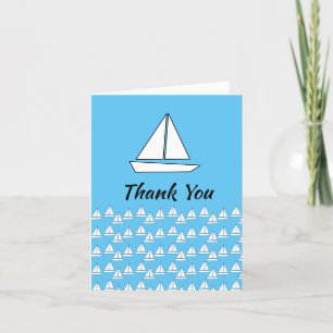 Carte De Remerciements Bateau à voile bleu et blanc
