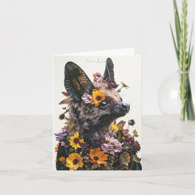 Carte De Remerciements Batte à fleurs en blanc (Devant)