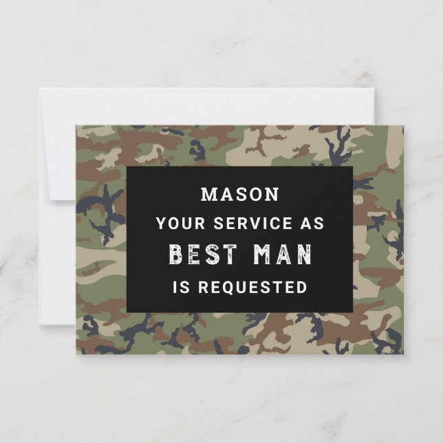Carte De Remerciements Be My Best Man Card - Camo (Devant)