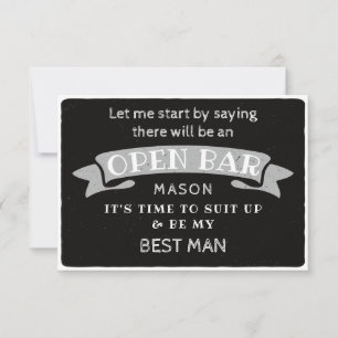 Carte De Remerciements Be My Best Man Card - Drôle Open Bar