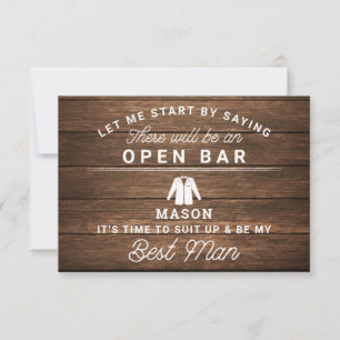 Carte De Remerciements Be My Best Man Card - Rustic Wood