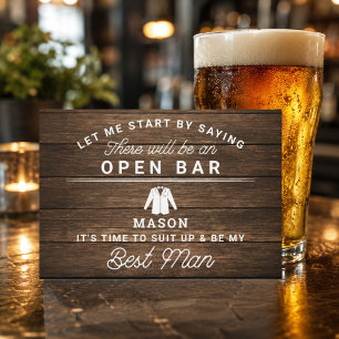 Carte De Remerciements Be My Best Man Card - Rustic Wood