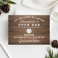 Be My Groomsman Card - Bois rustique
