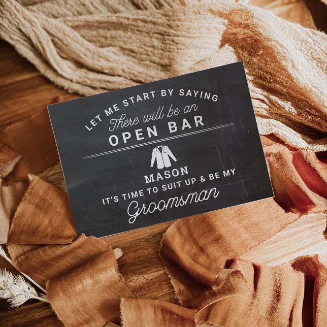 Carte De Remerciements Be My Groomsman Card - Rustic Chalkboard (Créateur téléchargé)