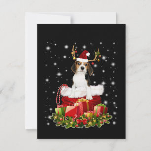 Carte De Remerciements Beagle Reindeer présent cadeau de Noël
