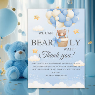 Carte De Remerciements Bear Baby Shower Thank You Card | Boy Shower