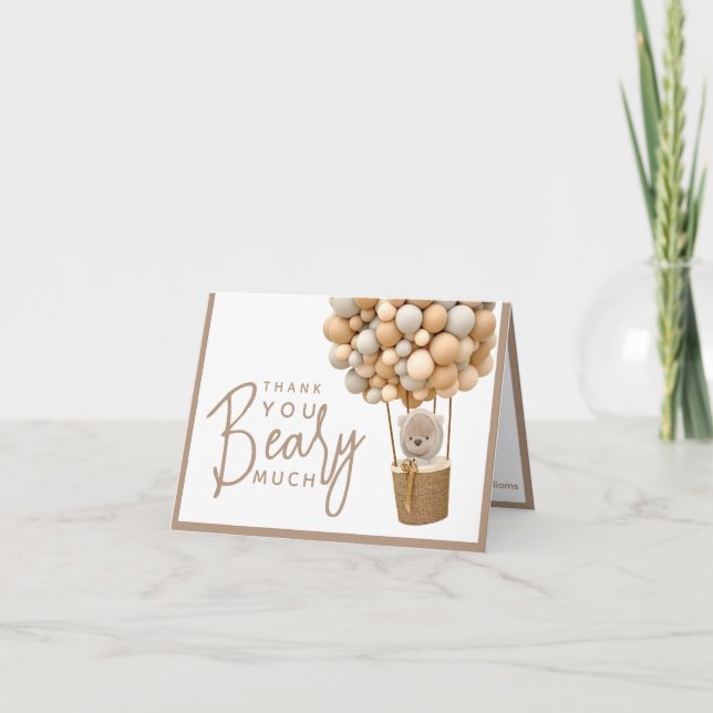 Carte De Remerciements Bear Balloons Moderne Baby shower neutre genre (Devant)