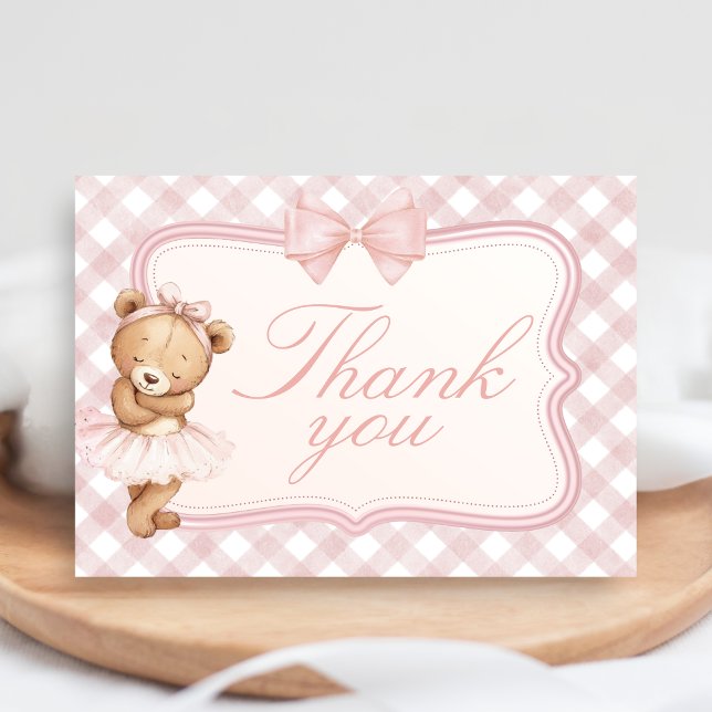Carte De Remerciements Bearly Wait Elegant Bear Baby Shower (Pink Bear Baby Shower Thank You Card)